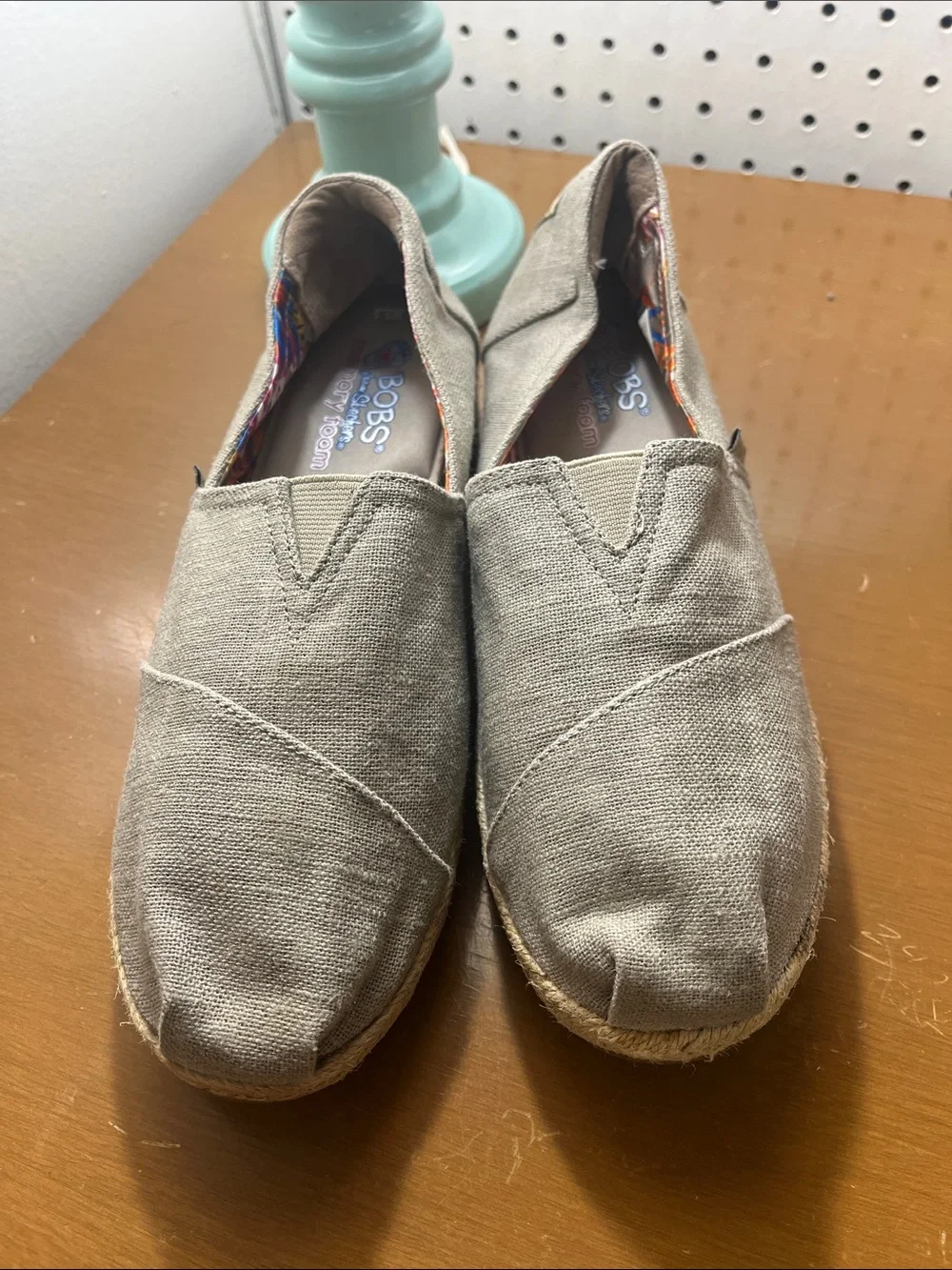 BOBS from Skechers Beige Canvas Espadrille Slip-Ons